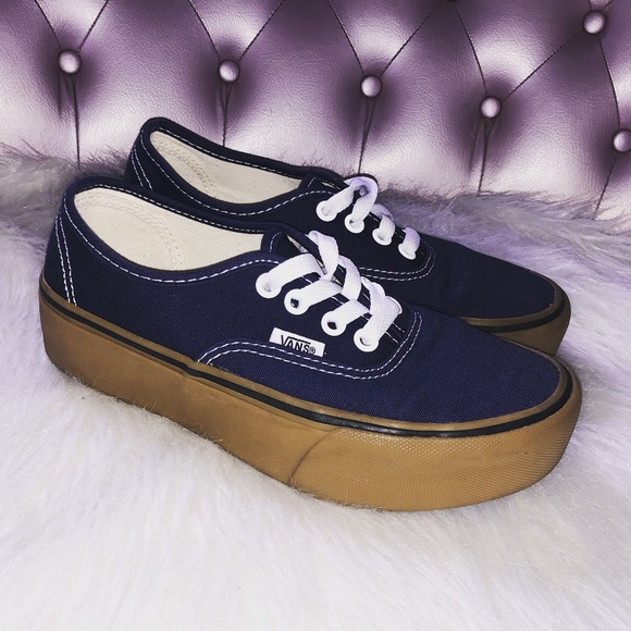 New Women’s Authentic Platform Vans Navy Sz 5 - Picture 4 of 4